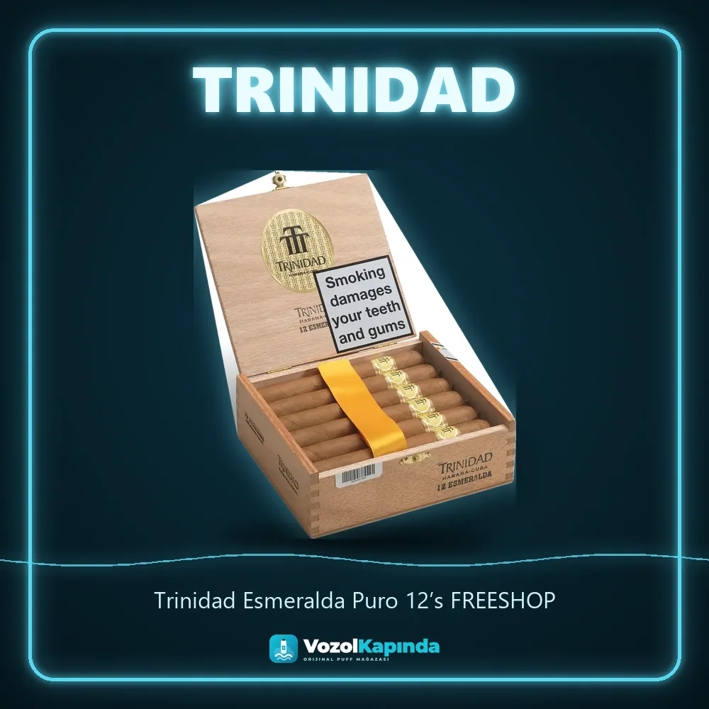 Trinidad Esmeralda Puro 12’s FREESHOP bilgi kartı, orijinal Küba purosu