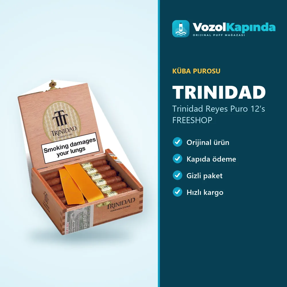 Trinidad Reyes Puro 12’s FREESHOP bilgi kartı, orijinal Küba purosu