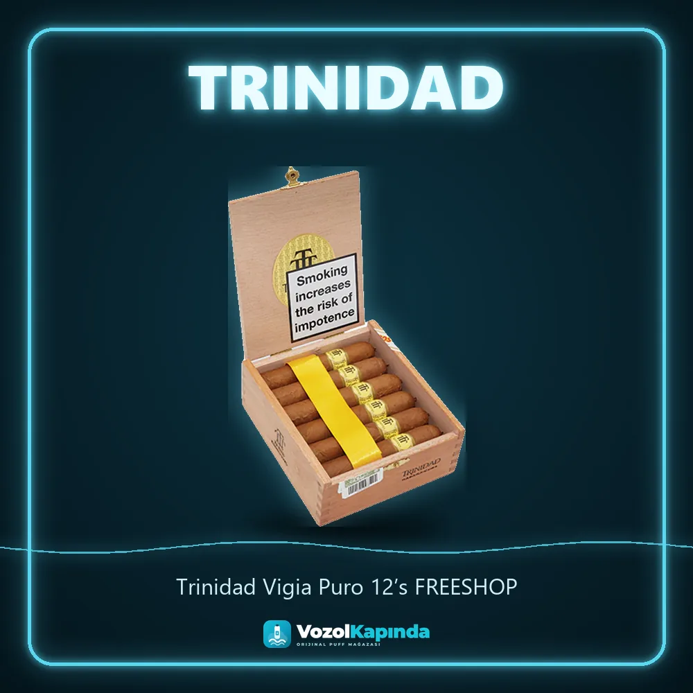 Trinidad Vigia Puro 12’s FREESHOP bilgi kartı, orijinal Küba purosu