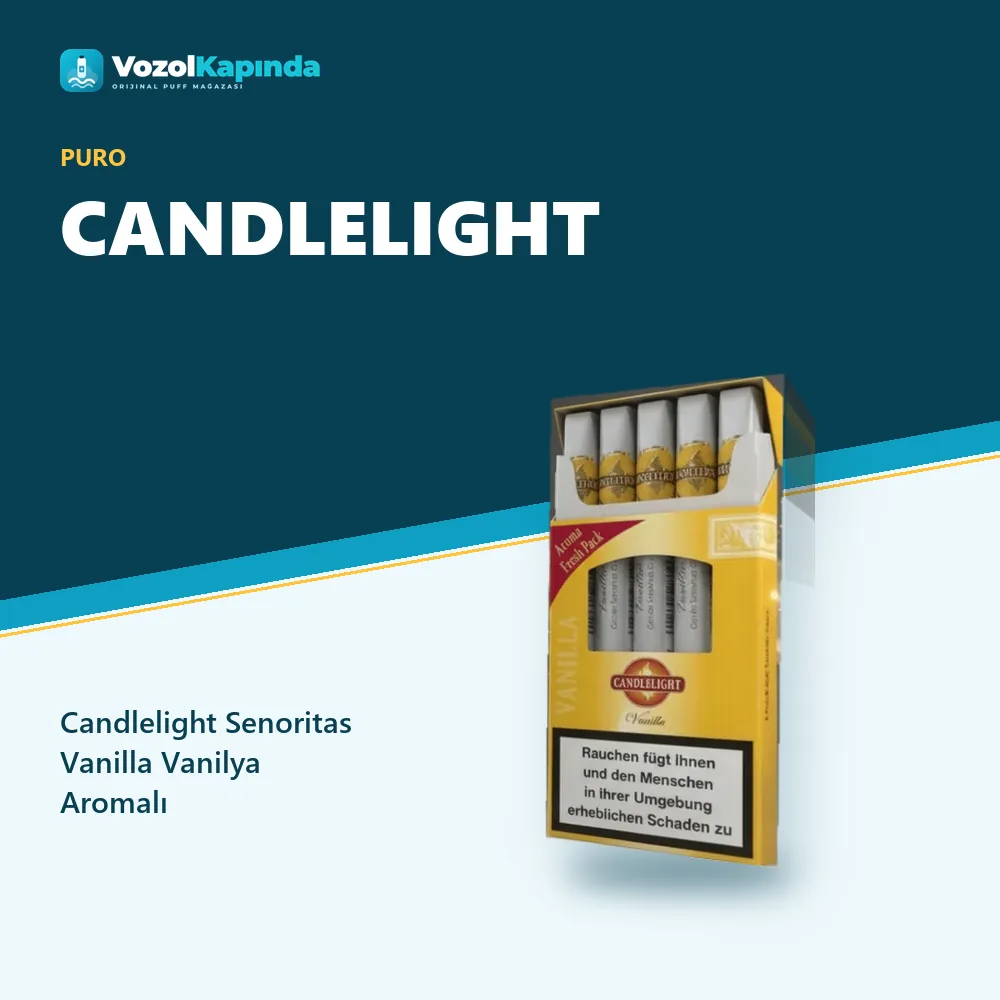 Candlelight Senoritas Vanilla Vanilya Aromalı Sipariş Bilgileri Candlelight Senoritas Vanilla Vanilya Aromalı bilgi kartı, orijinal puro