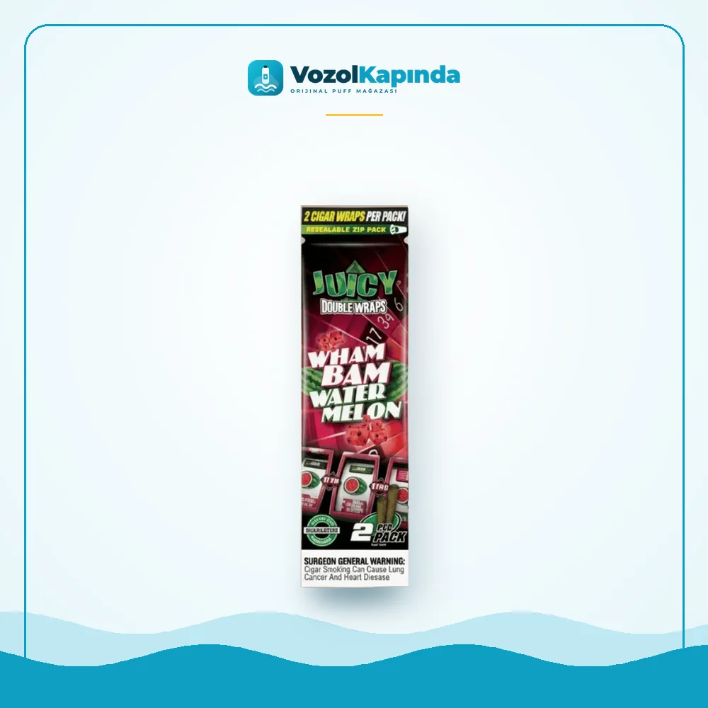 Juicy Double Wraps Wham Bam Karpuz Aromalı Puro Kağıdı Sipariş Juicy Double Wraps Wham Bam Karpuz Aromalı Puro Kağıdı, Vozol Kapında orijinal sarma kağıdı