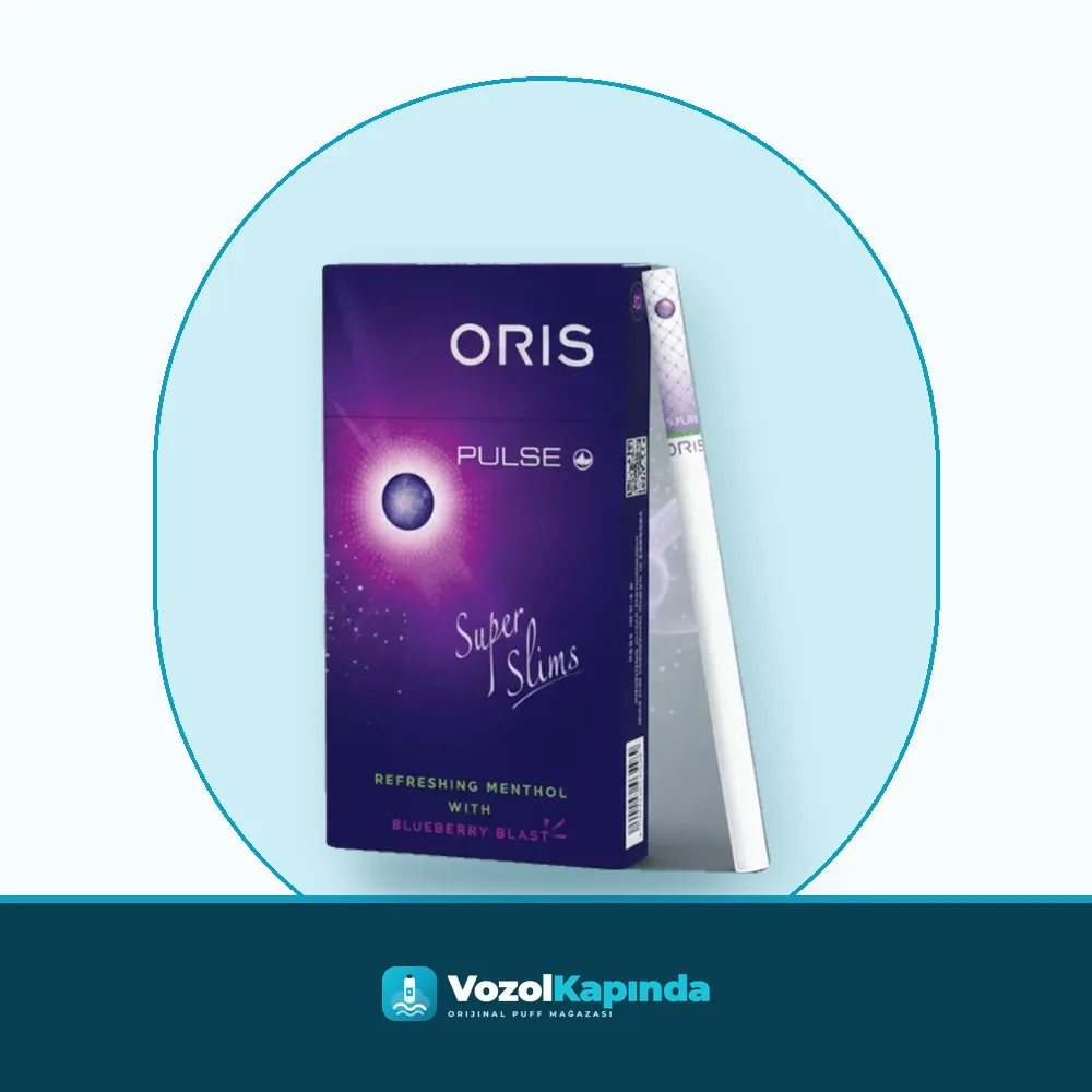 Oris Pulse Blueberry Blast SuperSlim Sigara Orijinal Ambalaj Oris Pulse Blueberry Blast SuperSlim Sigara paket görünümü
