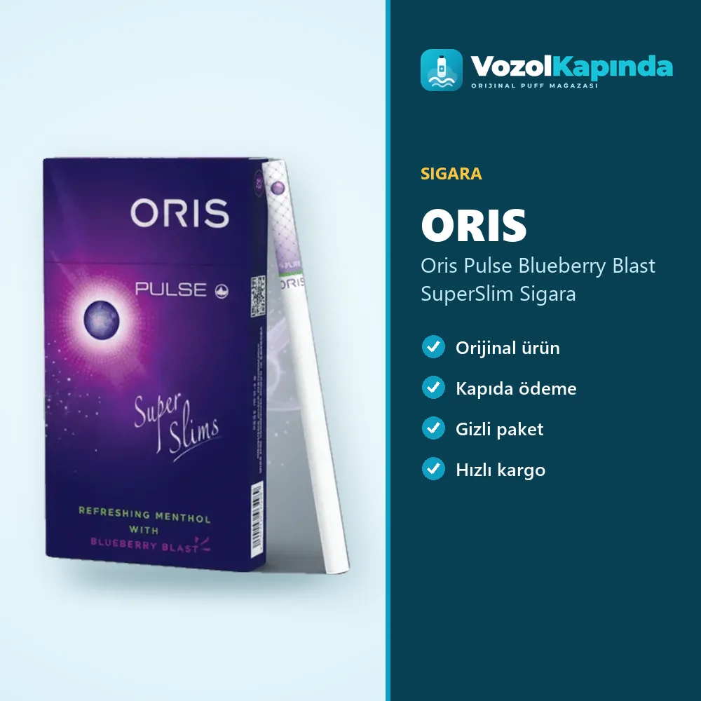 Oris Pulse Blueberry Blast SuperSlim Sigara Sipariş Bilgileri Oris Pulse Blueberry Blast SuperSlim Sigara bilgi kartı, orijinal sigara