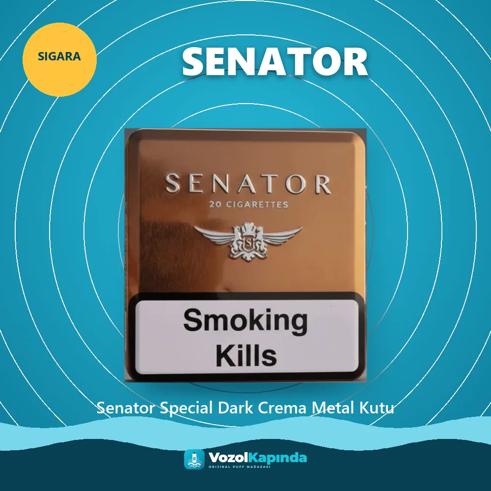 Senator Special Dark Crema Metal Kutu Bilgi Kartı Senator Special Dark Crema Metal Kutu bilgi kartı, orijinal sigara