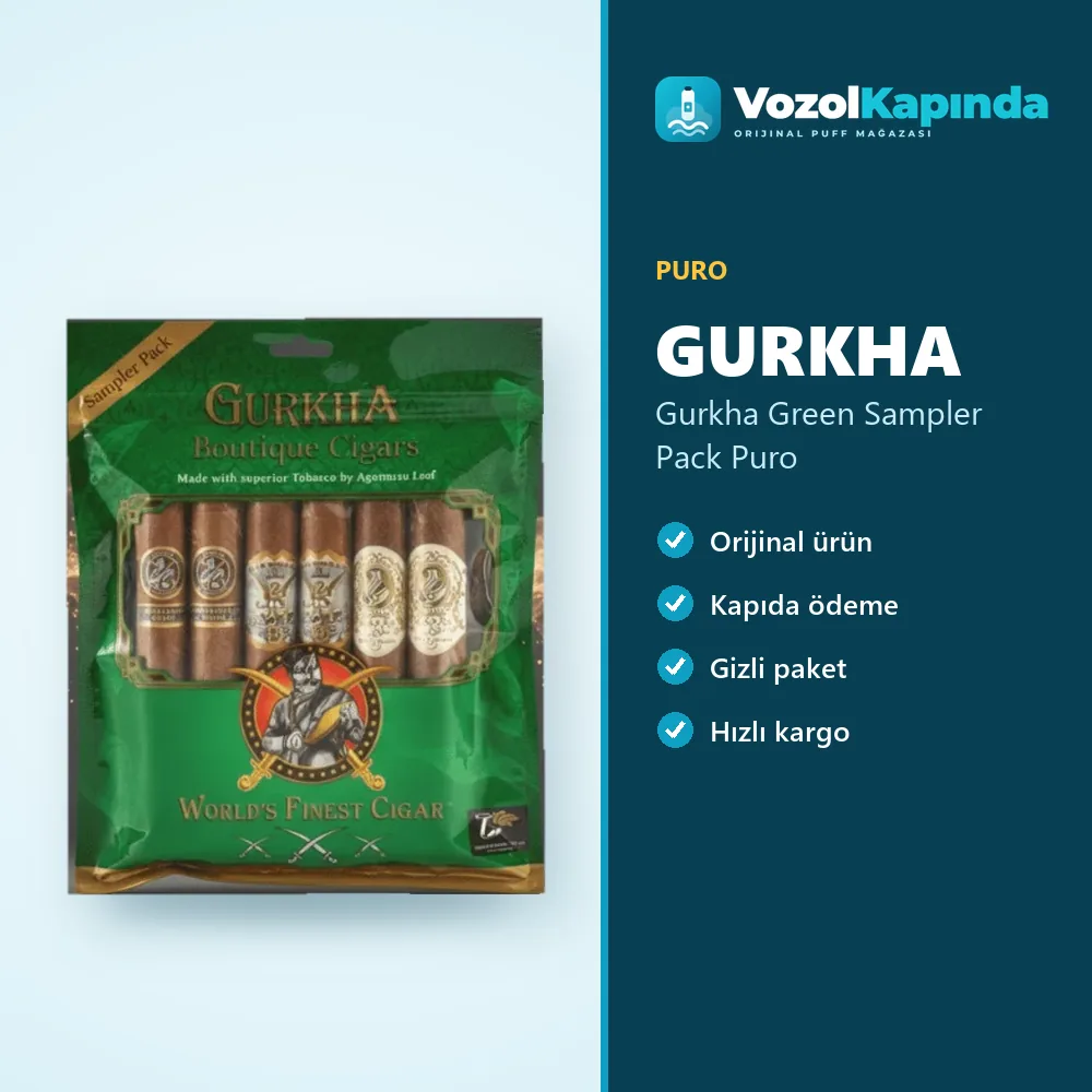 Gurkha Green Sampler Pack Puro Özellikleri Gurkha Green Sampler Pack Puro bilgi kartı, orijinal puro