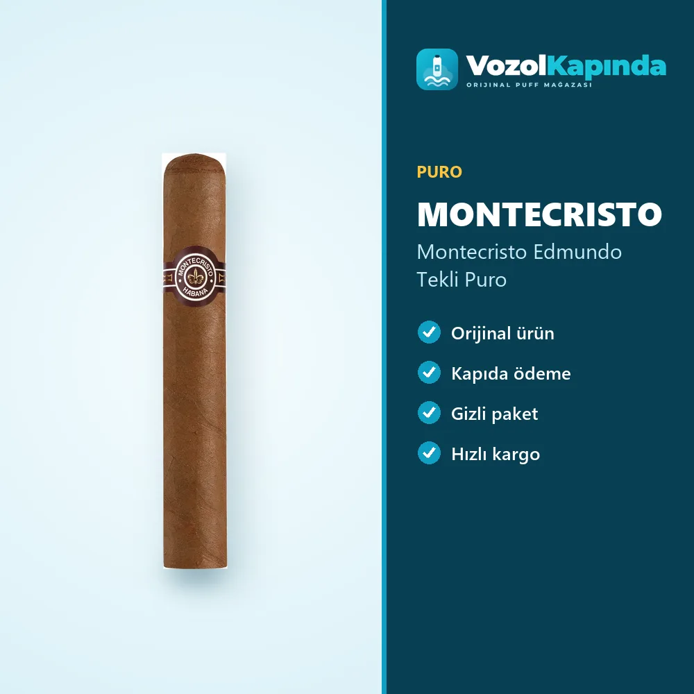 Montecristo Edmundo Tekli Puro Bilgi Kartı Montecristo Edmundo Tekli Puro özellikleri: orijinal ürün, kapıda ödeme, gizli paket