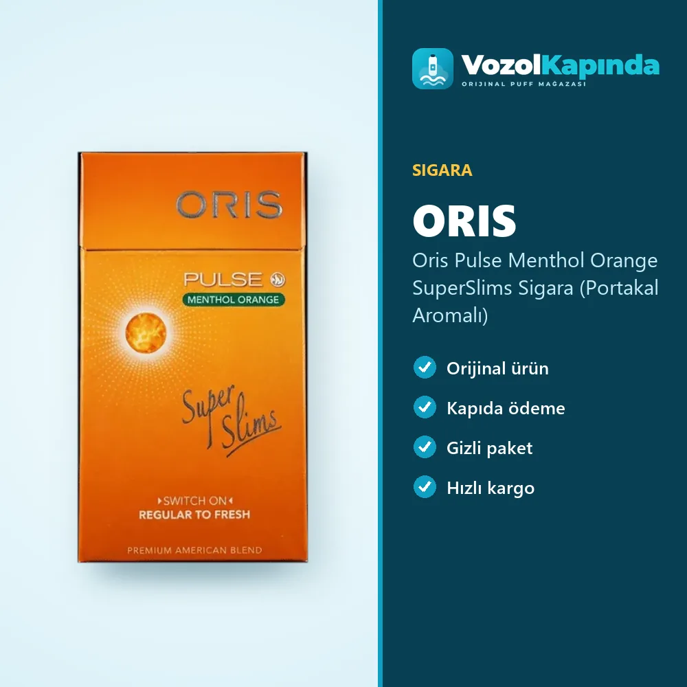 Oris Pulse Menthol Orange SuperSlims Sigara (Portakal Aromalı) Sipariş Bilgileri Oris Pulse Menthol Orange SuperSlims Sigara (Portakal Aromalı) sipariş avantajları: kapıda ödeme ve gizli paket