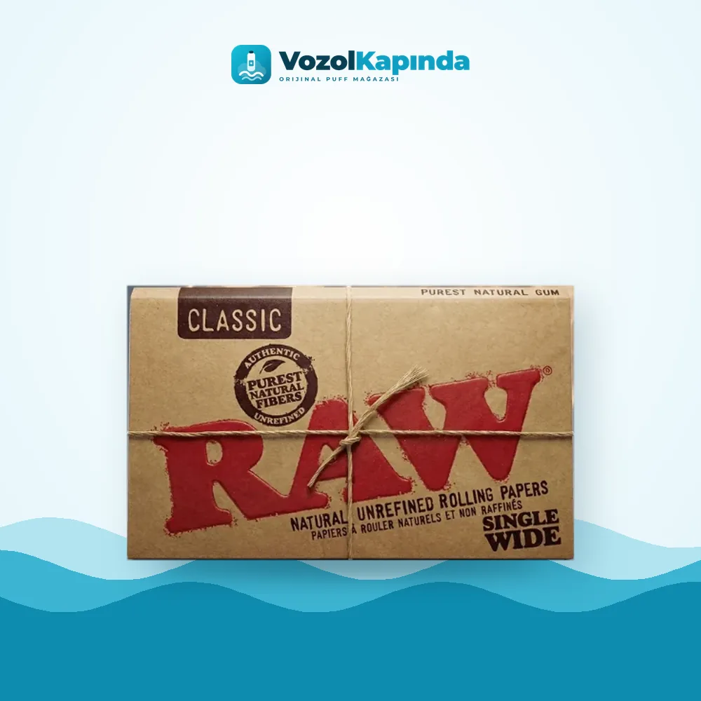 RAW Classic Single Wide Çiftli Sarma Kağıdı Paket Görünümü RAW Classic Single Wide Çiftli Sarma Kağıdı paket görünümü