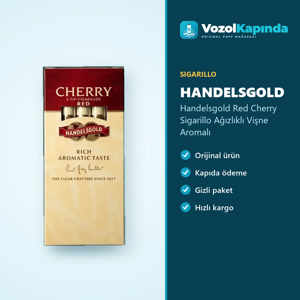 Handelsgold Red Cherry Sigarillo Ağızlıklı Vişne Aromalı Sipariş Bilgileri Handelsgold Red Cherry Sigarillo Ağızlıklı Vişne Aromalı sipariş avantajları: kapıda ödeme ve gizli paket