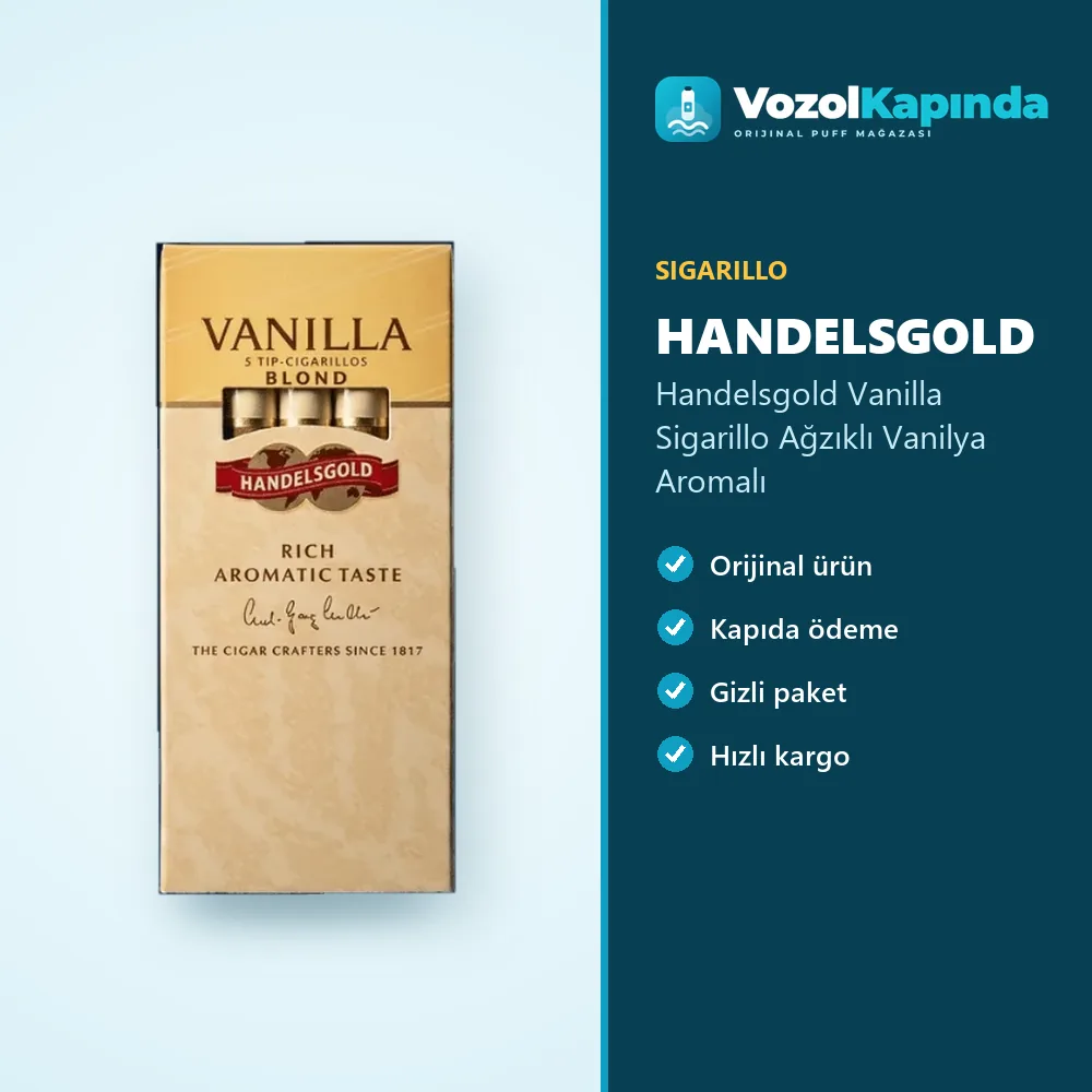 Handelsgold Vanilla Sigarillo Ağzıklı Vanilya Aromalı Bilgi Kartı Handelsgold Vanilla Sigarillo Ağzıklı Vanilya Aromalı özellikleri: orijinal ürün, kapıda ödeme, gizli paket