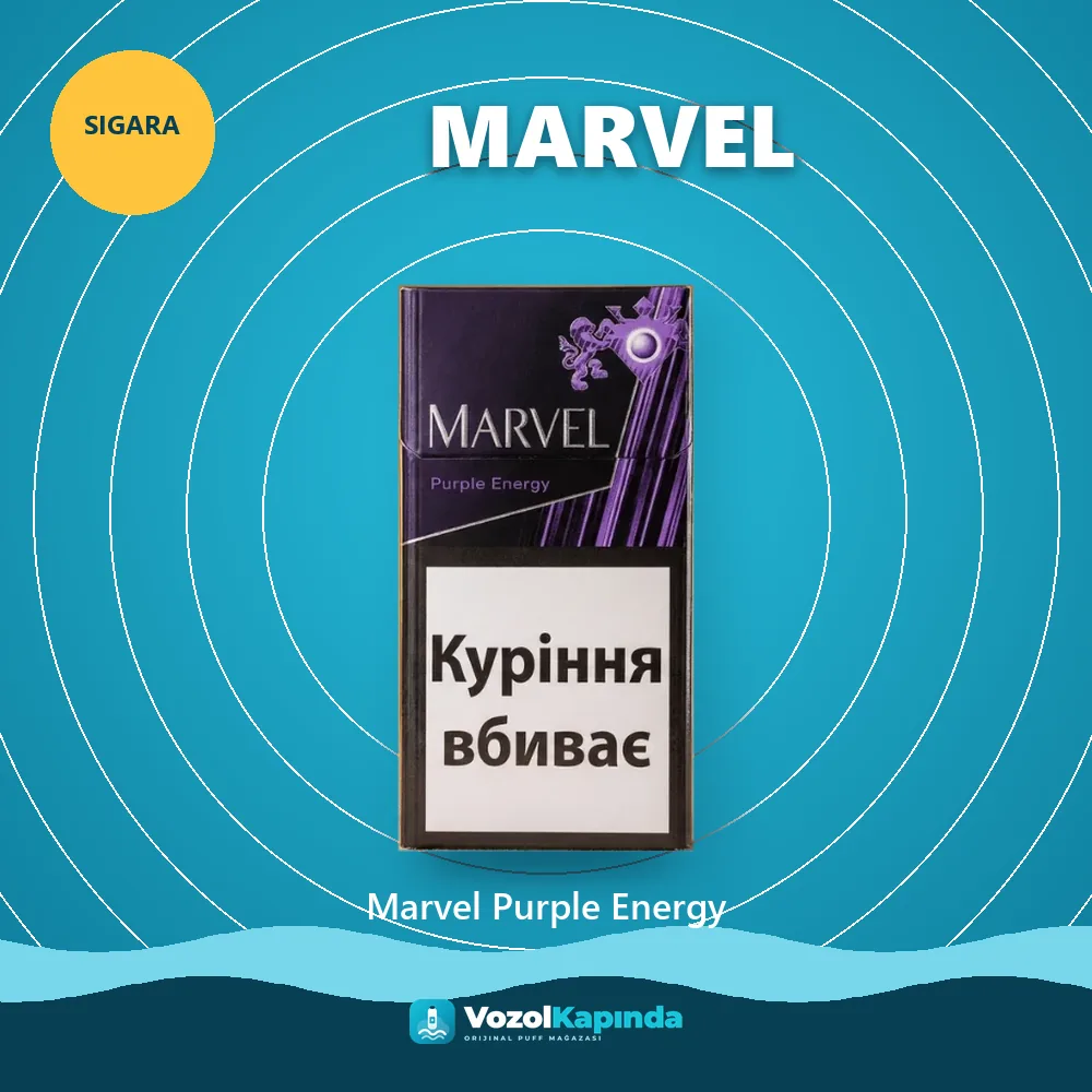 Marvel Purple Energy Özellikleri Marvel Purple Energy bilgi kartı, orijinal sigara