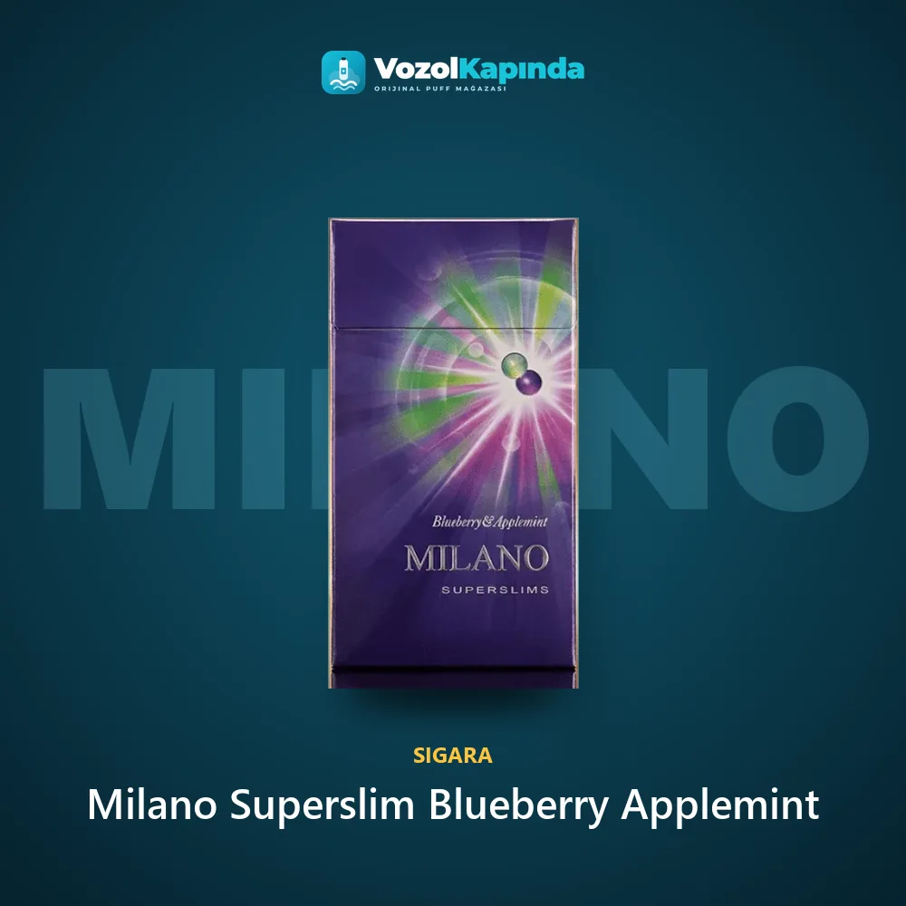 Milano Superslim Blueberry Applemint bilgi kartı, orijinal sigara