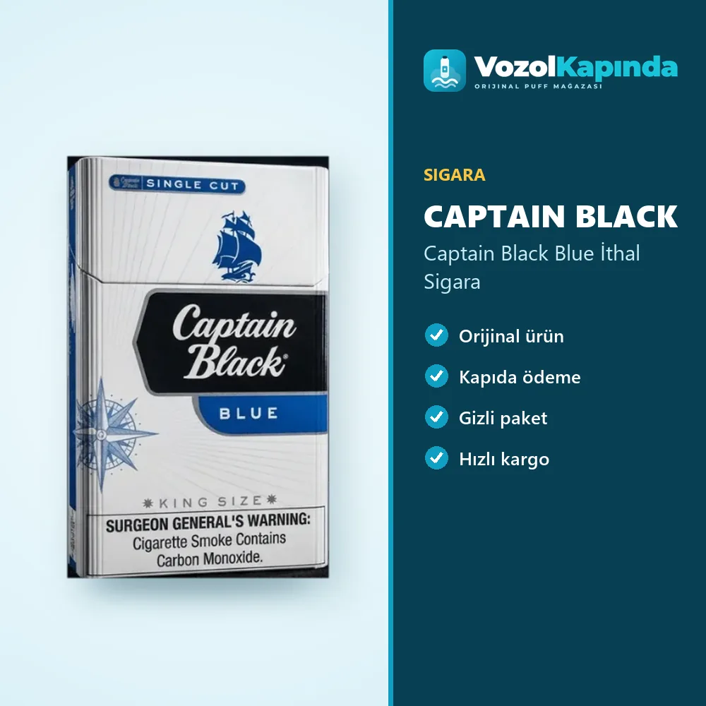 Captain Black Blue İthal Sigara Özellikleri Captain Black Blue İthal Sigara özellikleri: orijinal ürün, kapıda ödeme, gizli paket