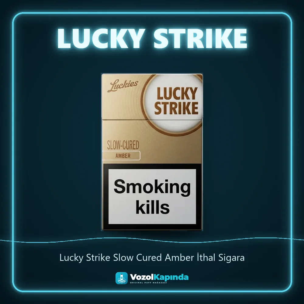 Lucky Strike Slow Cured Amber İthal Sigara bilgi kartı, orijinal sigara