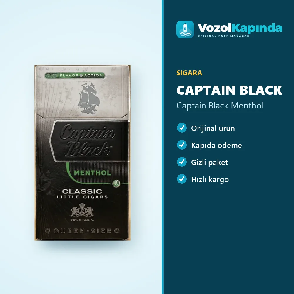 Captain Black Menthol bilgi kartı, orijinal sigara