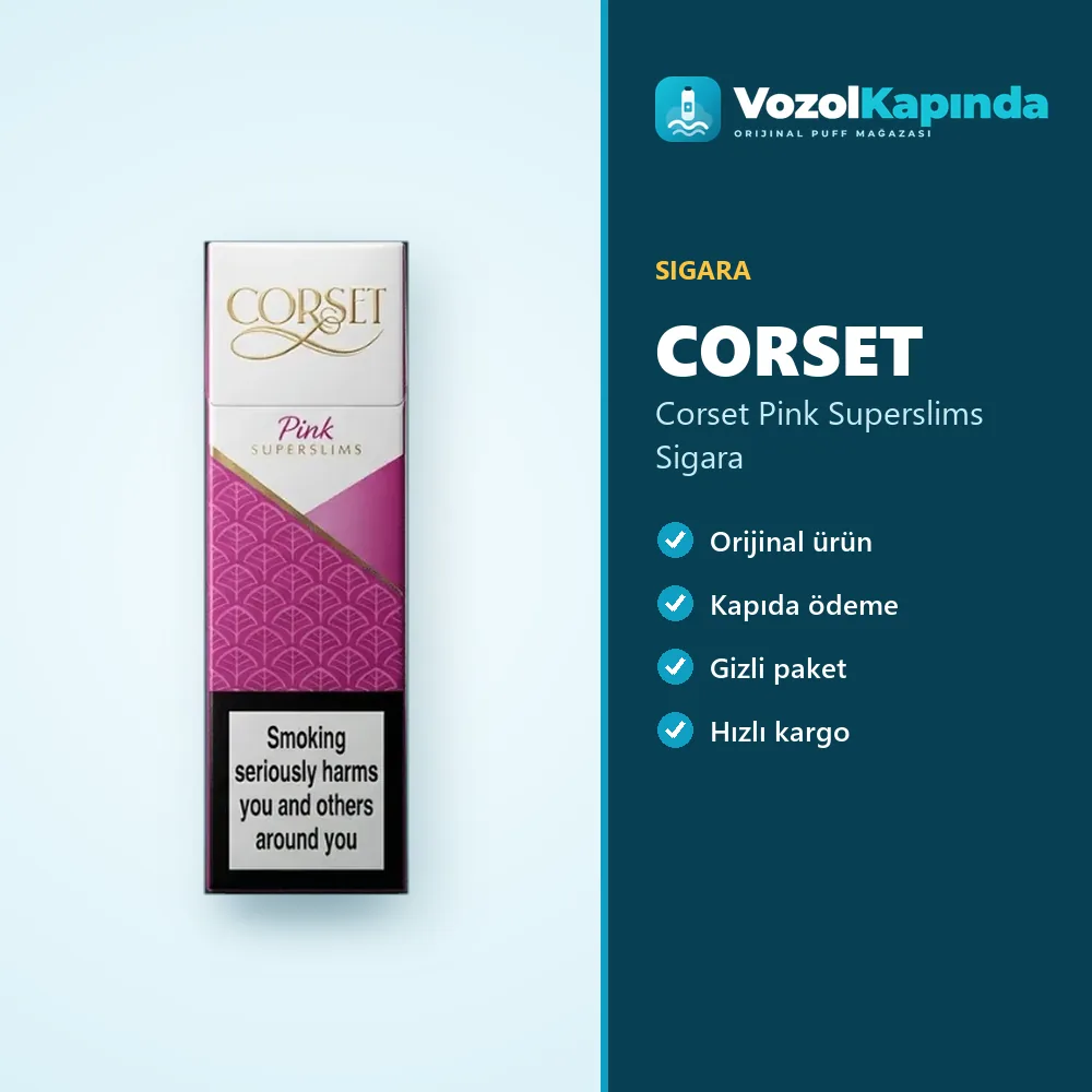 Corset Pink Superslims Sigara bilgi kartı, orijinal sigara
