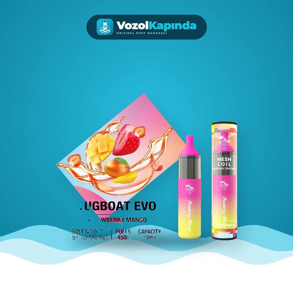 Tugboat EVO Strawberry Mango 4500 Puff Sipariş Tugboat EVO Strawberry Mango 4500 Puff satın al, Vozol Kapında