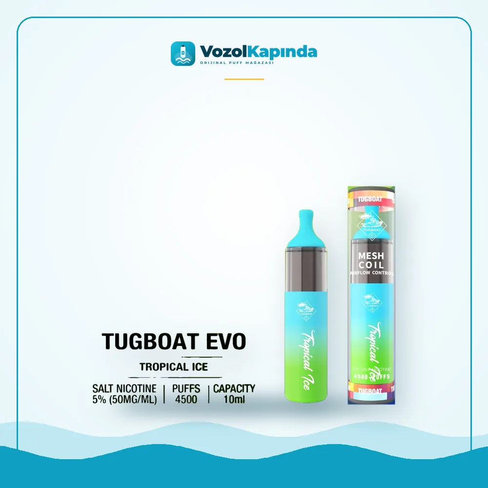 Tugboat EVO Tropical Ice 4500 Puff Fiyatı Tugboat EVO Tropical Ice 4500 Puff fiyatı ve siparişi, Vozol Kapında