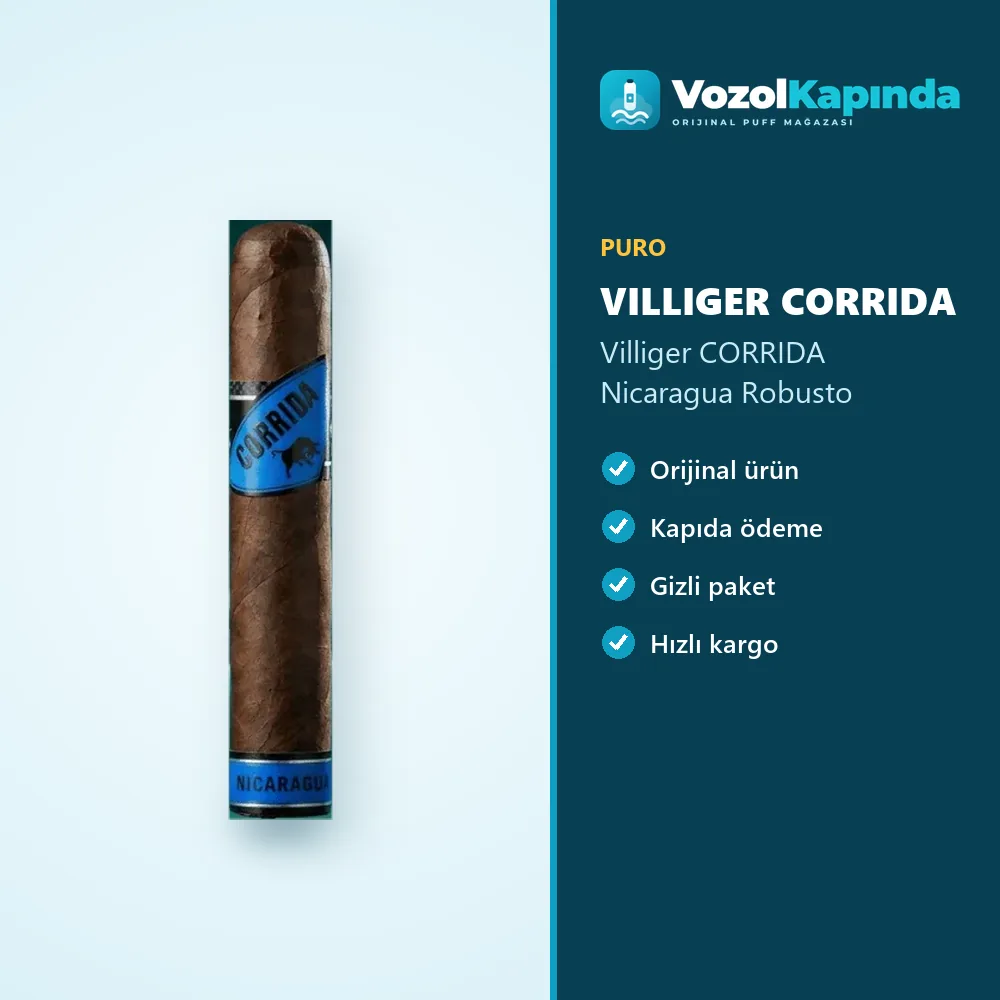 Villiger CORRIDA Nicaragua Robusto özellikleri: orijinal ürün, kapıda ödeme, gizli paket
