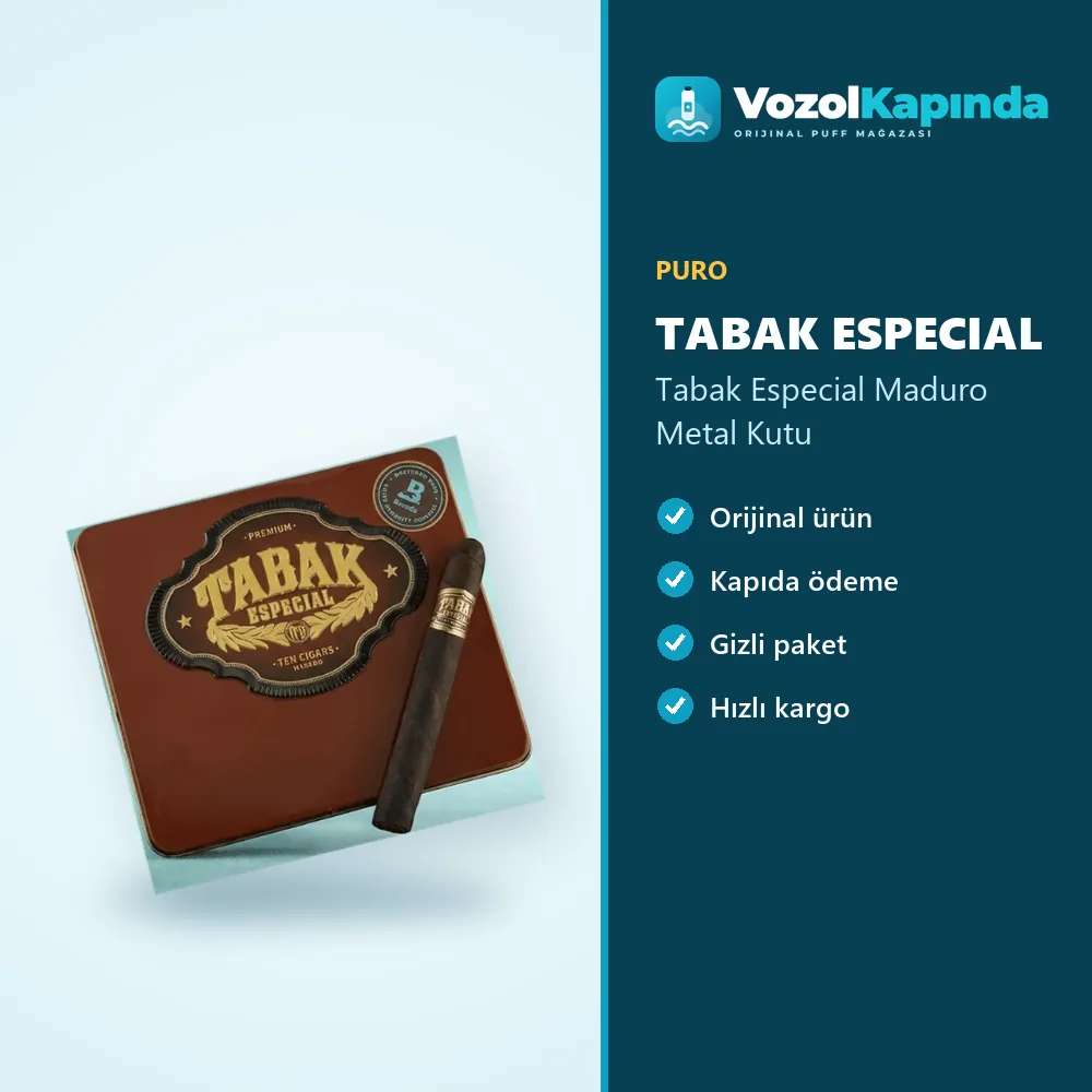 Tabak Especial Maduro Metal Kutu sipariş avantajları: kapıda ödeme ve gizli paket