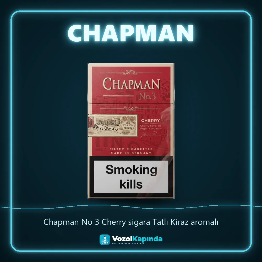Chapman No 3 Cherry sigara Tatlı Kiraz aromalı bilgi kartı, orijinal sigara