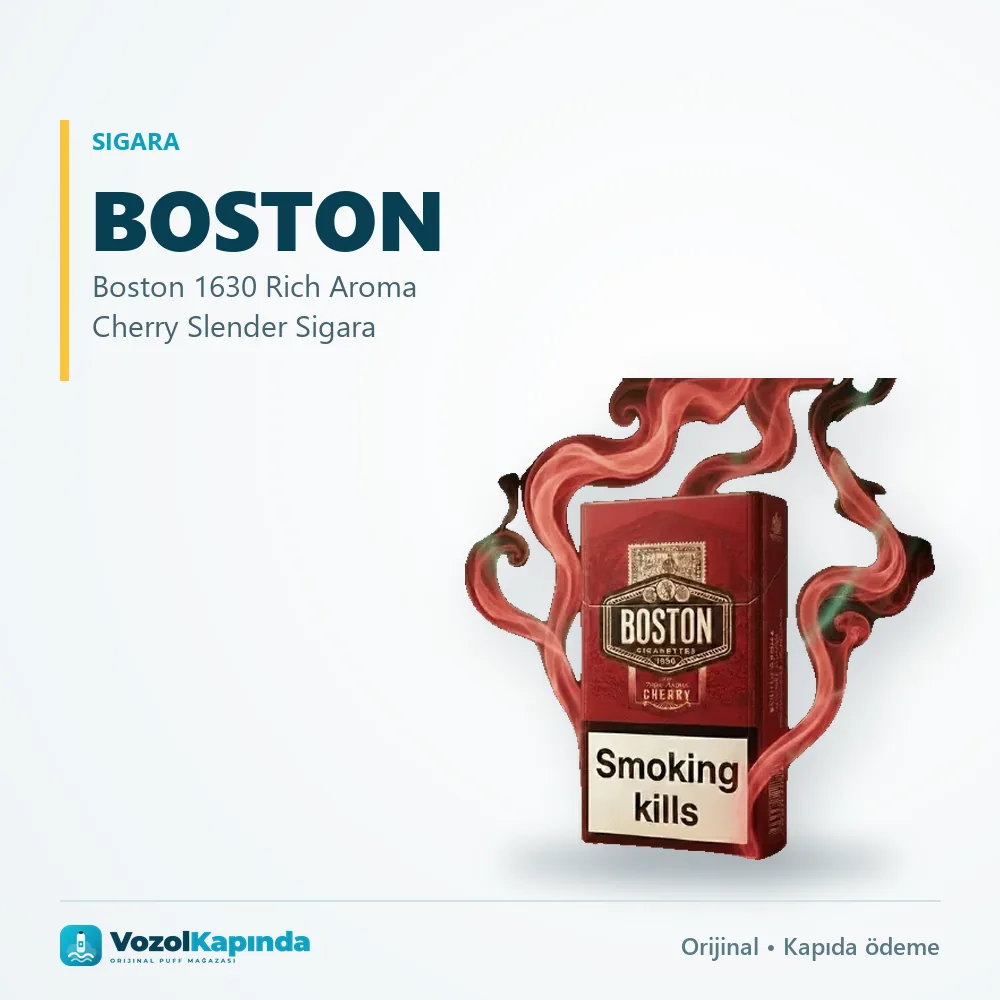 Boston 1630 Rich Aroma Cherry Slender Sigara Özellikleri Boston 1630 Rich Aroma Cherry Slender Sigara bilgi kartı, orijinal sigara