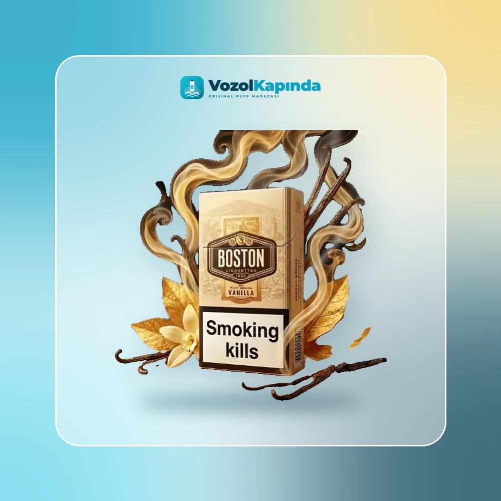 Boston 1630 Rich Aroma Vanilla Slender Sigara Paket Görünümü Boston 1630 Rich Aroma Vanilla Slender Sigara ön yüz görseli, orijinal ambalaj
