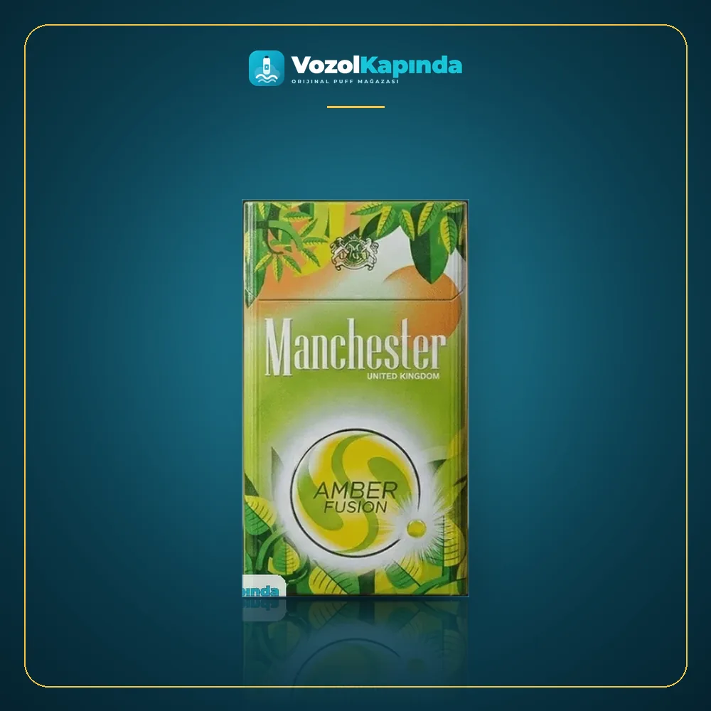 Manchester Amber Fusion Superslim Sigara Elma ve Nane Aromalı ön yüz görseli, orijinal ambalaj