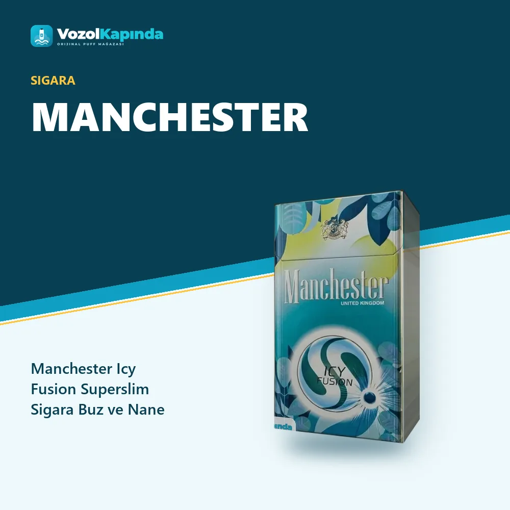 Manchester Icy Fusion Superslim Sigara Buz ve Nane Aromalı bilgi kartı, orijinal sigara