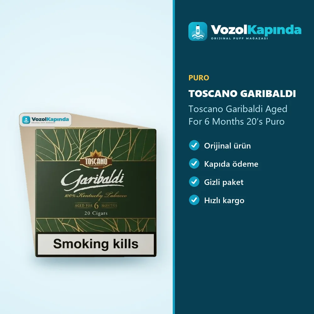 Toscano Garibaldi Aged For 6 Months 20’s Puro Bilgi Kartı Toscano Garibaldi Aged For 6 Months 20’s Puro sipariş avantajları: kapıda ödeme ve gizli paket