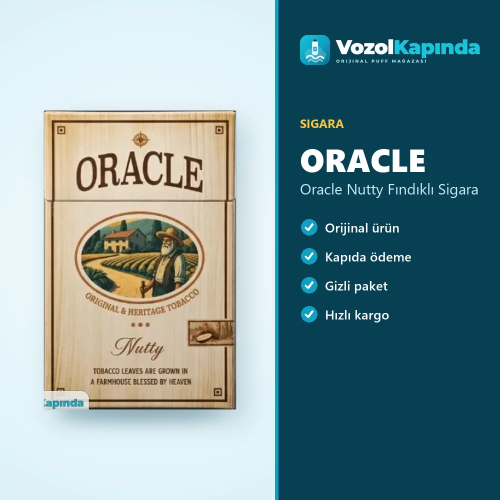 Oracle Nutty Fındıklı Sigara Özellikleri Oracle Nutty Fındıklı Sigara özellikleri: orijinal ürün, kapıda ödeme, gizli paket