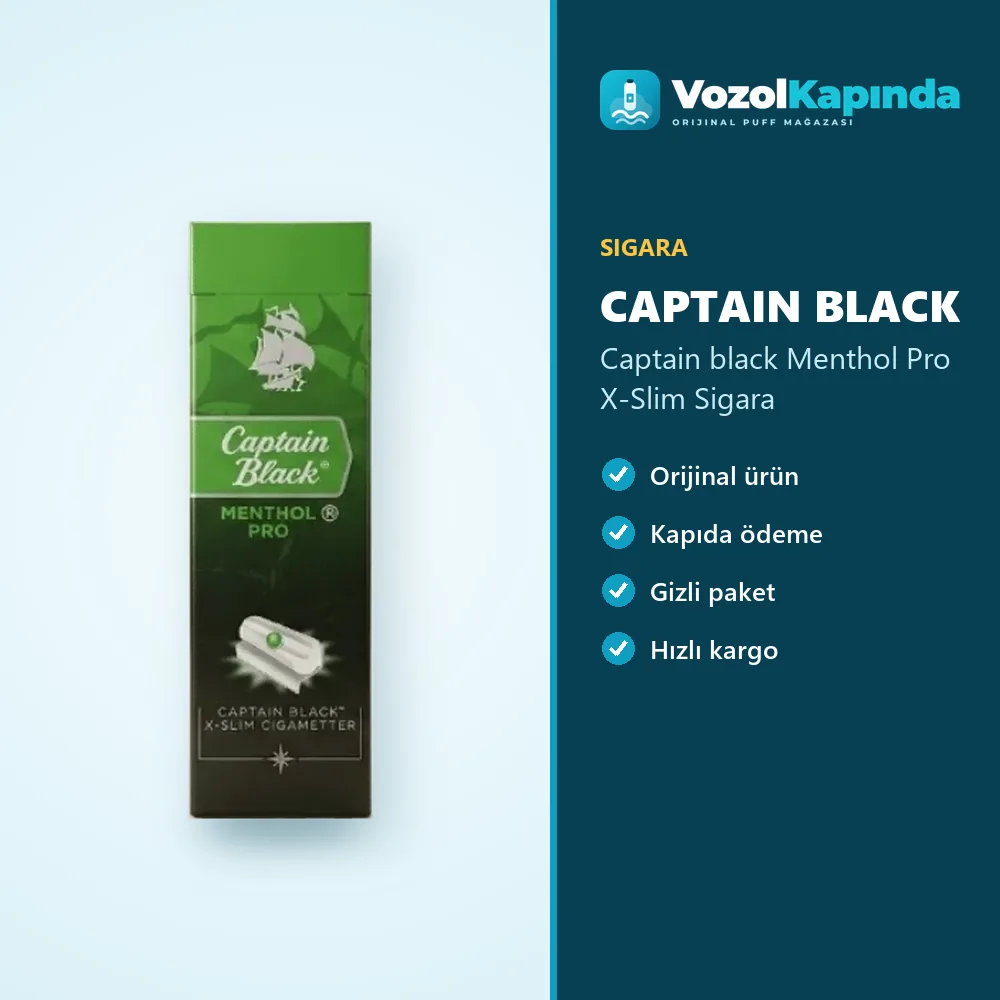 Captain black Menthol Pro X-Slim Sigara özellikleri: orijinal ürün, kapıda ödeme, gizli paket