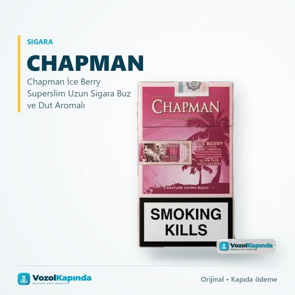 Chapman İce Berry Superslim Uzun Sigara Buz ve Dut Aromalı Bilgi Kartı Chapman İce Berry Superslim Uzun Sigara Buz ve Dut Aromalı sipariş avantajları: kapıda ödeme ve gizli paket