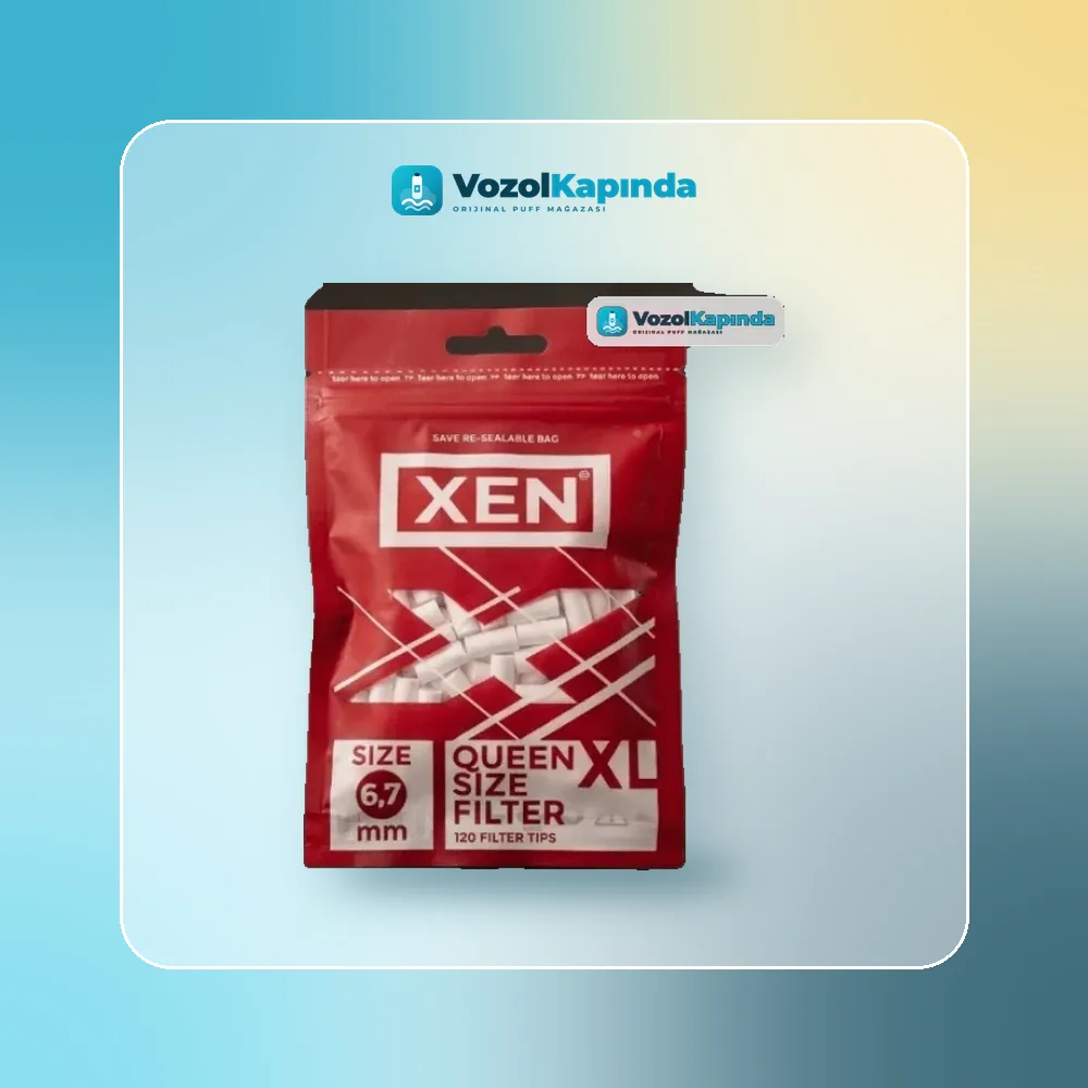 Xen 6.7mm Poşet Sigara Sarma Filtresi Kırmızı Paket Paket Görünümü Xen 6.7mm Poşet Sigara Sarma Filtresi Kırmızı Paket ön yüz görseli, orijinal ambalaj