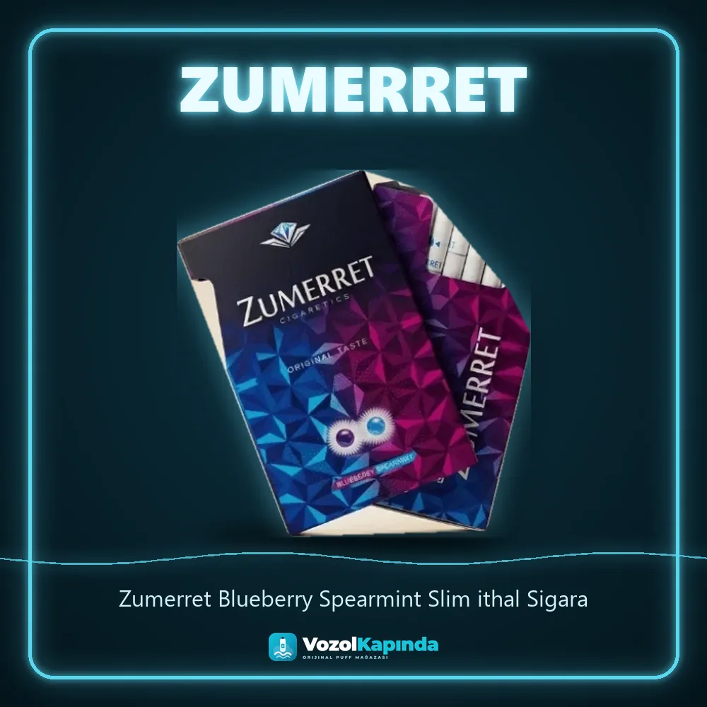 Zumerret Blueberry Spearmint Slim ithal Sigara bilgi kartı, orijinal sigara